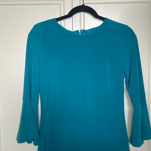 Tommy Hilfiger Blue Shift Dress with 3/4 Flared Sleeves Zipper in Back Size 4 - Picture 3 of 5